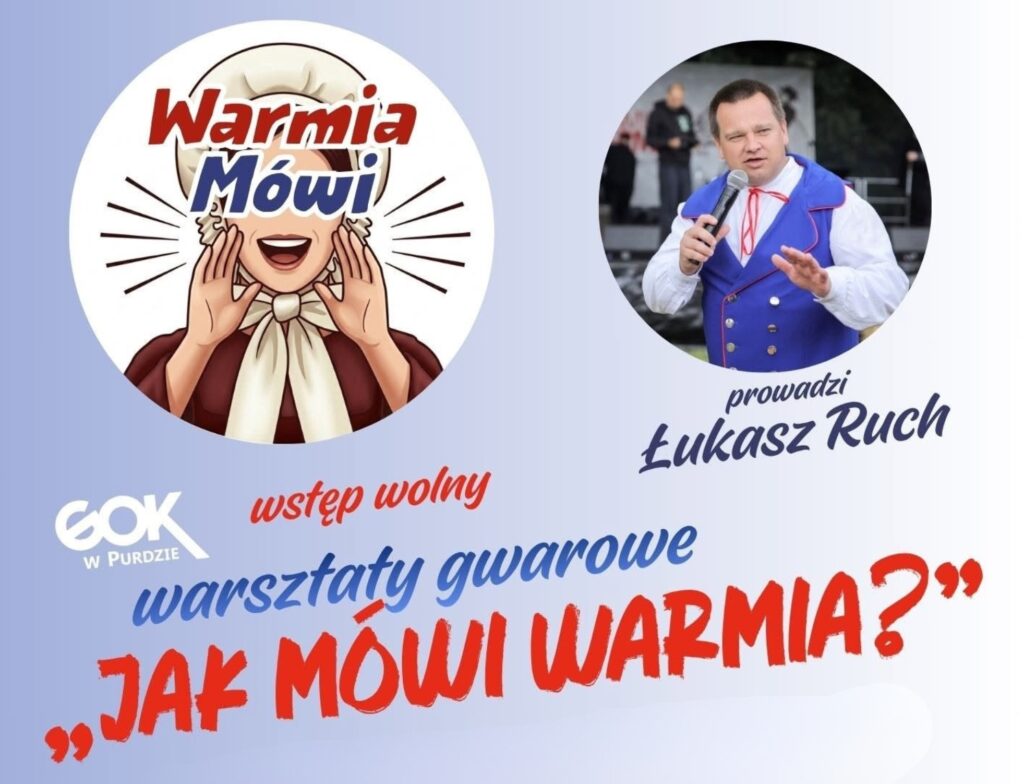 Grafika promująca warsztaty gwareowe na Warmii