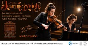 Koncert, dwie kobiety grają na instrumentach.