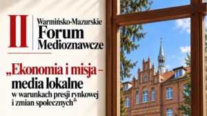 Widok z okna na budynek seminarium duchownego w Pieniężnie.