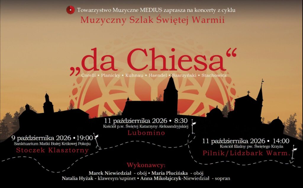 Plakat koncertu 'da Chiesa' w Warmii