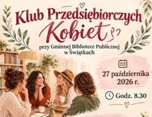 Plakat zapraszający na spotkanie Klubu Przedsiębiorczych Kobiet.