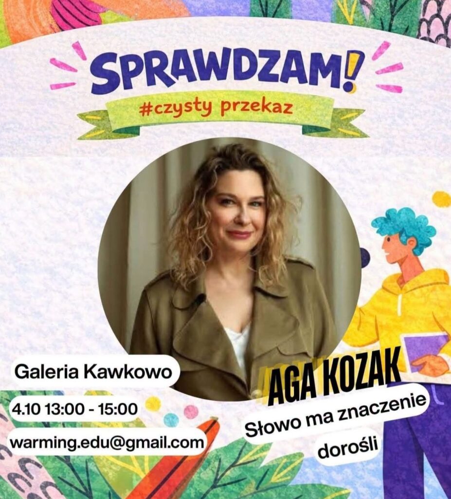 Plakat promujący wydarzenie ze zdjęciem osoby.