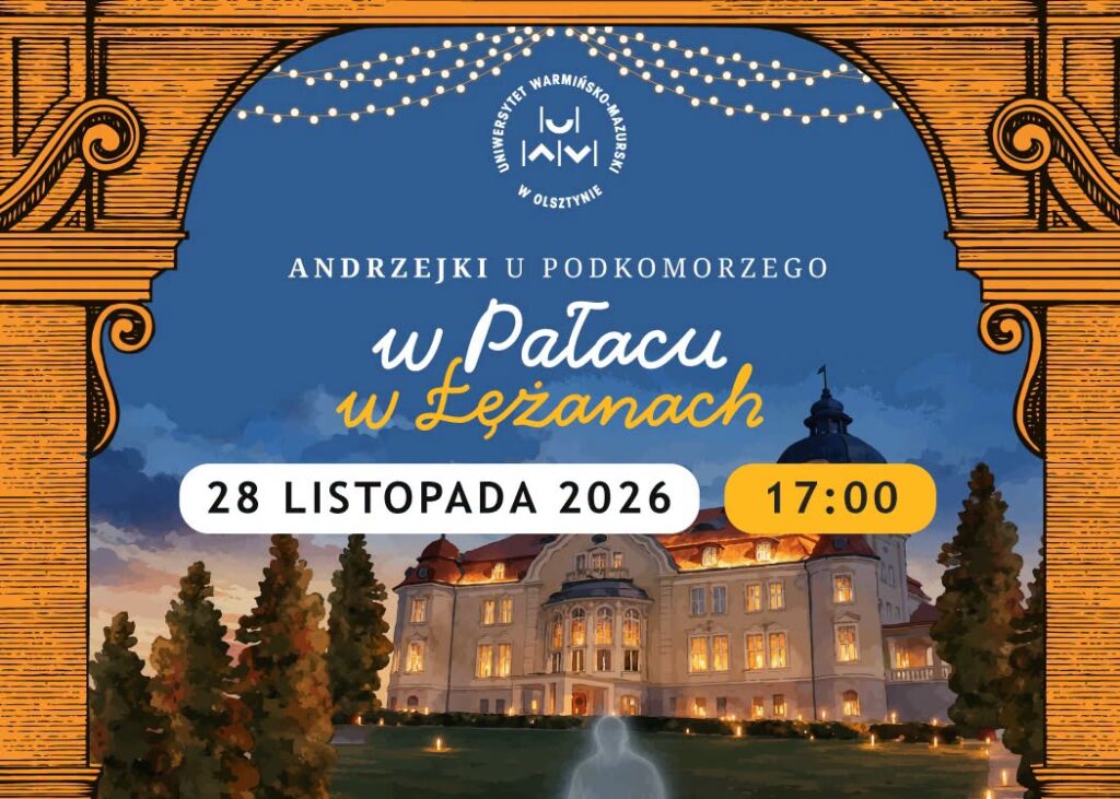 Plakat promujący Andrzejki w Pałacu w Leżanach.